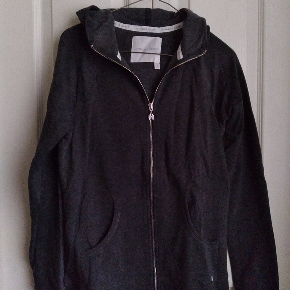 Victoria's Secret VS zip up hoodie shirt jacket, charcoal gray, NEW - Picture 8 of 11